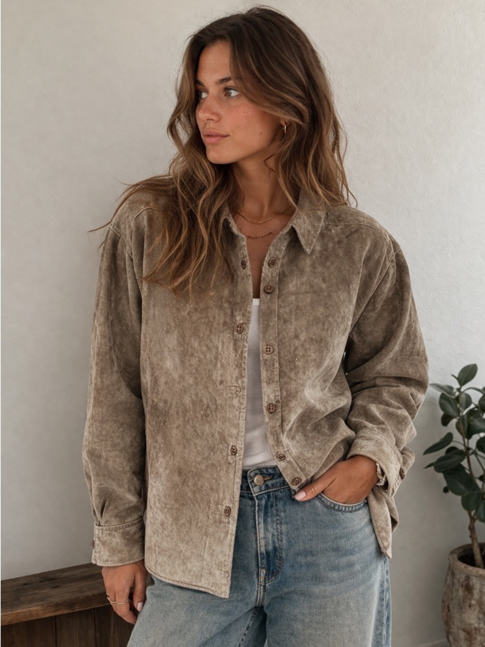 Vintage 90s Suede Leather Jacket Larry Levine Brown Quiet Luxury Shacket